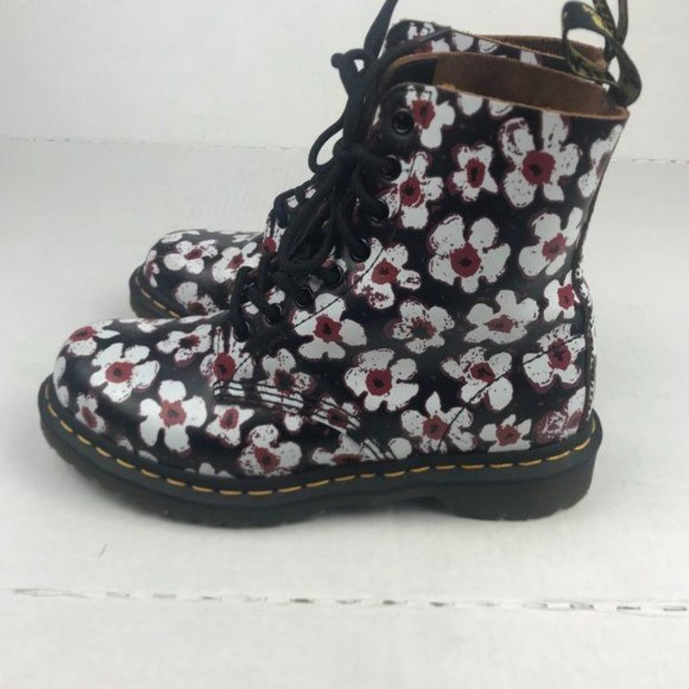 Dr. Martens Smooth Leather 1460 Pascal Floral Boots - Picture 9 of 13